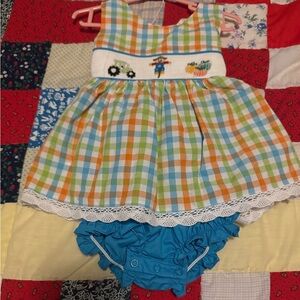 Kids Checkered Dress with Blue Diaper Cover